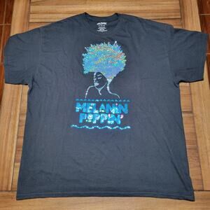 Melanin Poppin' Sparkly Graphic Black Tee (Gildan) - Size XL